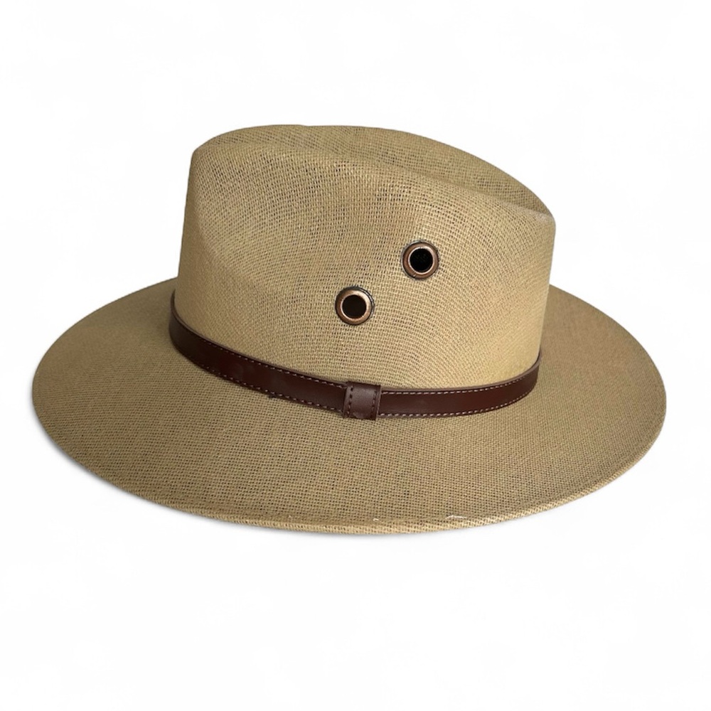 Mexican Panama Jute Fiber Tan Wide Brim Fedora Sun Hat Beach Unisex MEDIUM — NEW